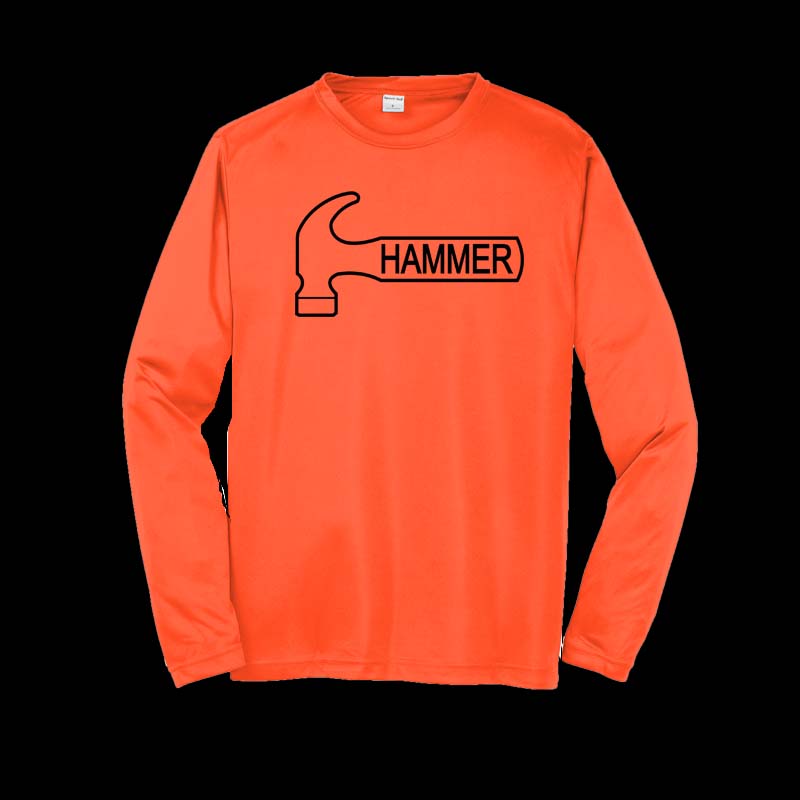 Hammer Men's Jacked Performance Crew Bowling Shirt Dri-Fit Orange 
